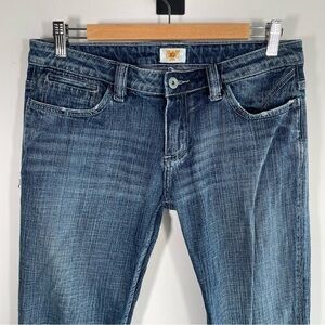 Antik Denim Jeans 30x31 Flare Medium Wash Stretch Embroidered Pockets